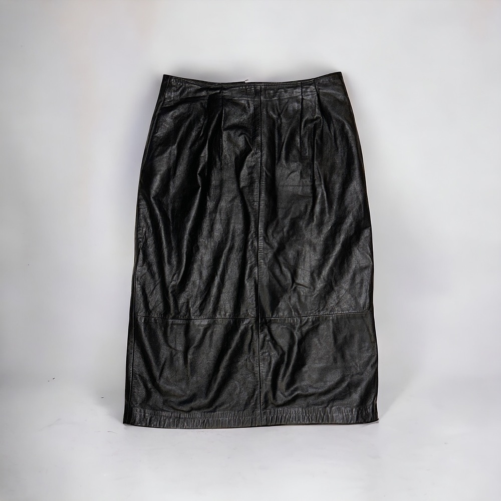 Vintage VTG Avanti Black Leather Skirt
